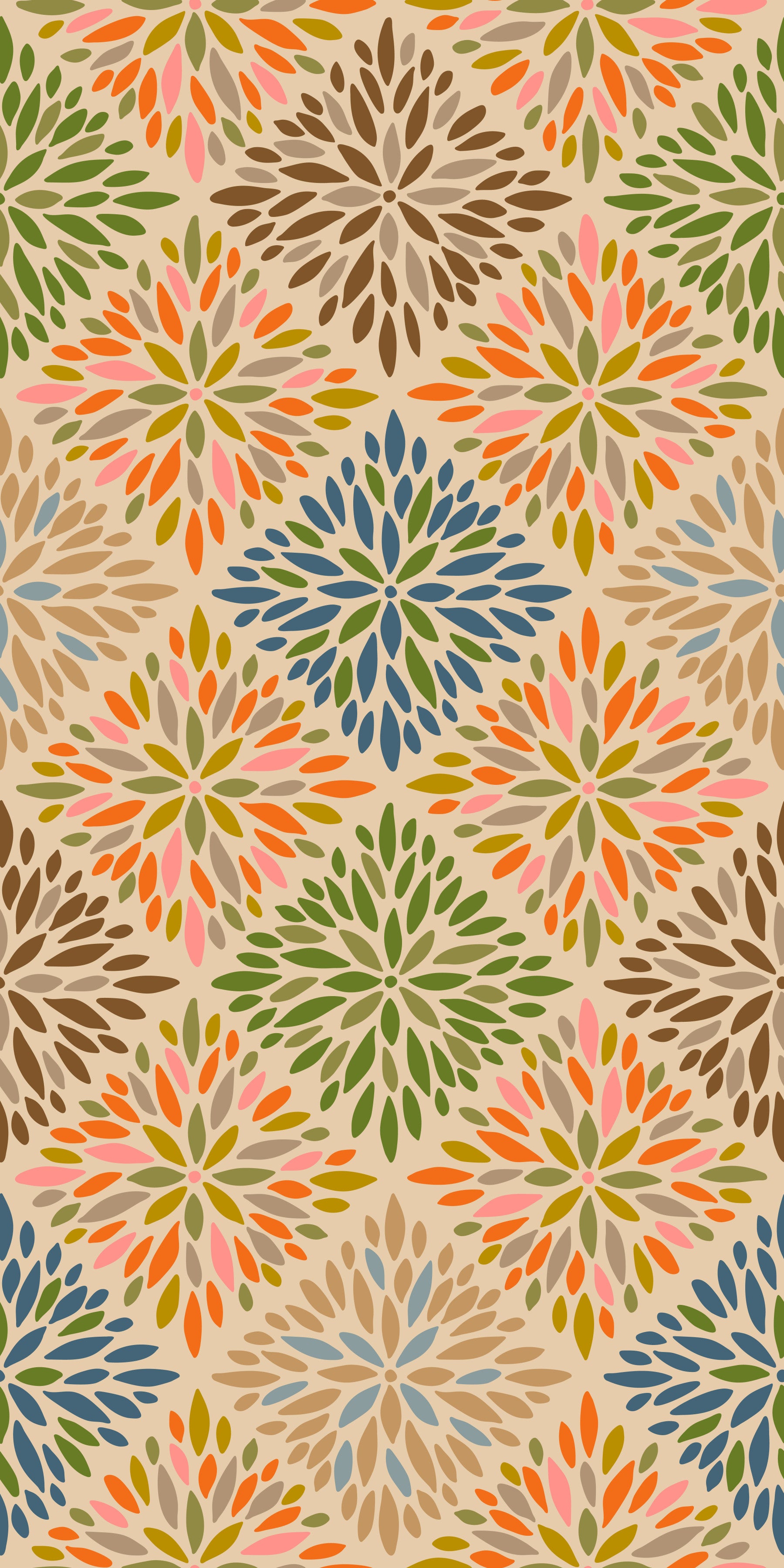 Dahlia Diamonds Bohemian Floral Damask Tiles Warm Earthy Desert Colors Wallpaper⁠ in your room — zoomed