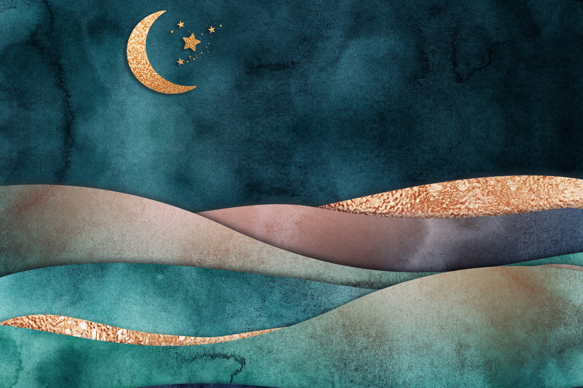 Golden Moon Hues Wall Mural in your room — zoomed