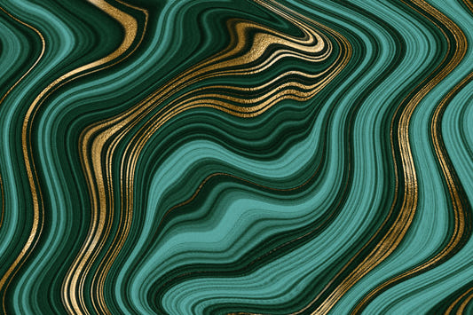 Emerald Gold Swirls Wall Mural