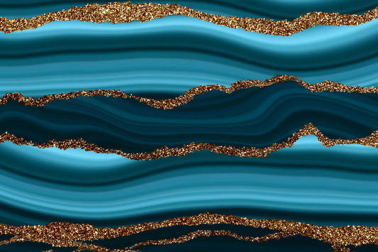 Teal & Gold River Wall Mural
