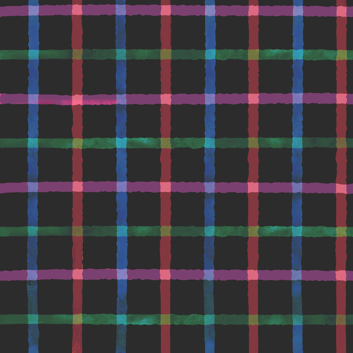 Hand-Painted Check Dark Watercolor Plaid Wallpaper⁠ in your room