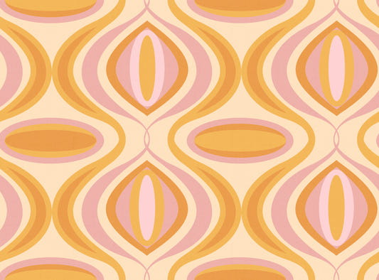 70s Wiggly Orange and Pink Wallpaper⁠