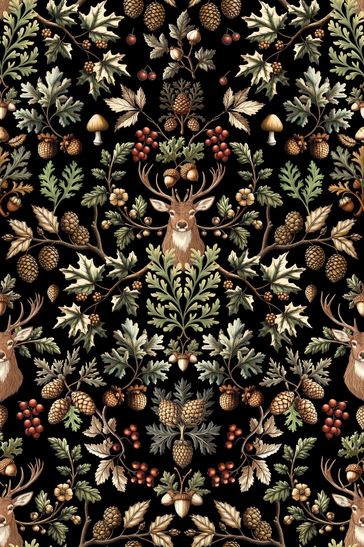 William Morris Vintage Woodland Black Wallpaper⁠ in your room — zoomed