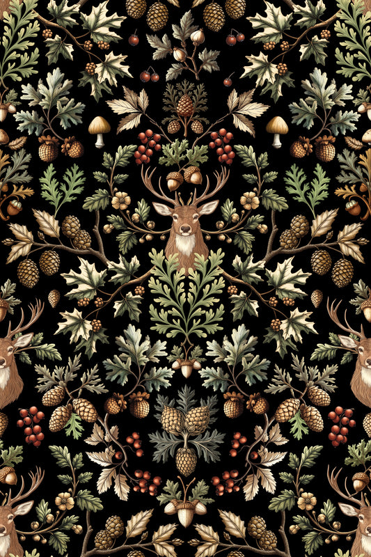 William Morris Vintage Woodland Black Wallpaper⁠