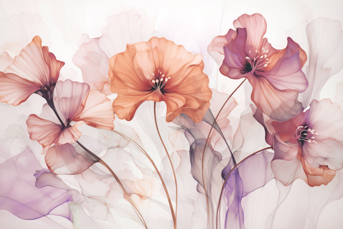 Ethereal Flower Fantasies Wall Mural in your room — zoomed