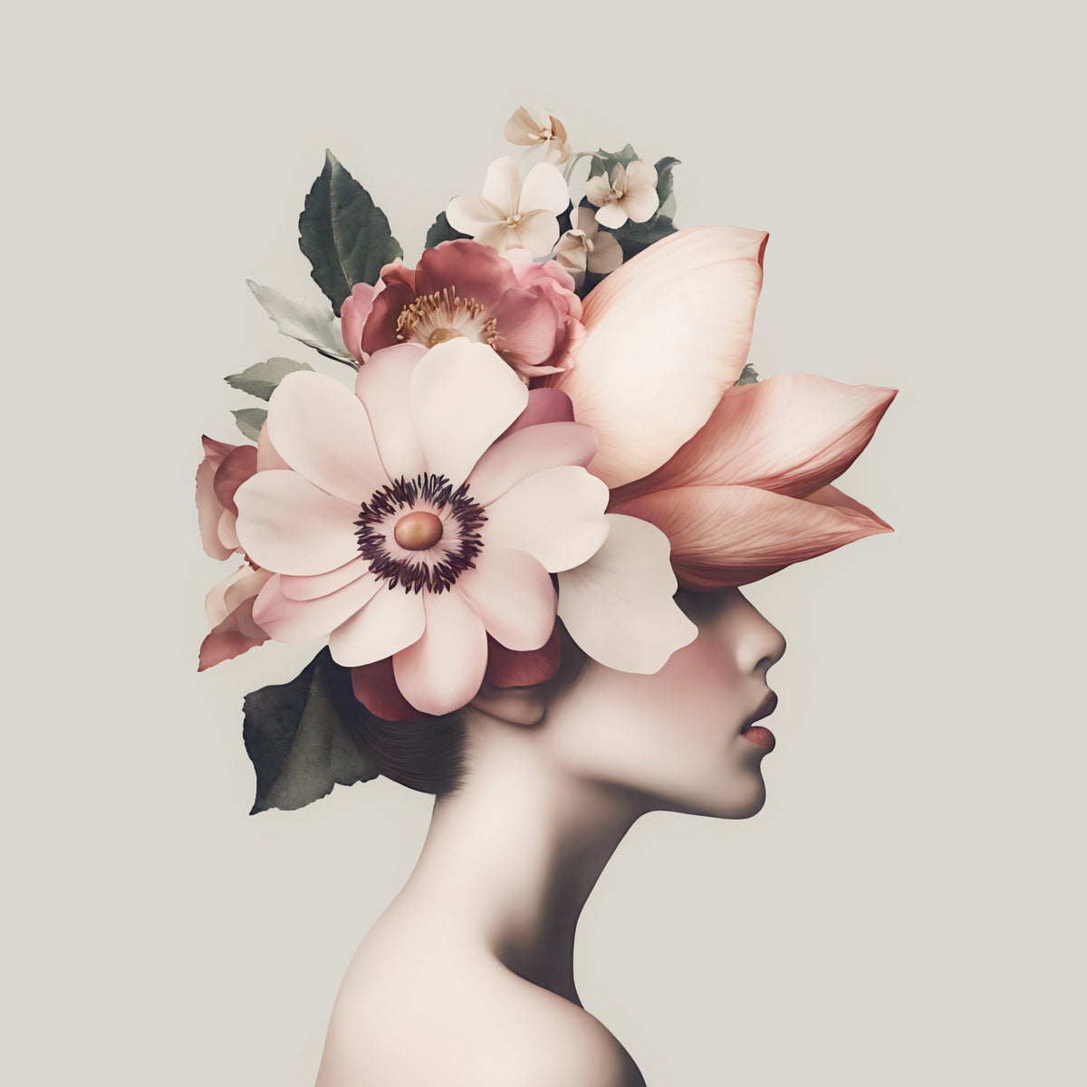 Floral Portrait Ethereal Blush Beauty  Wall Mural in your room — zoomed