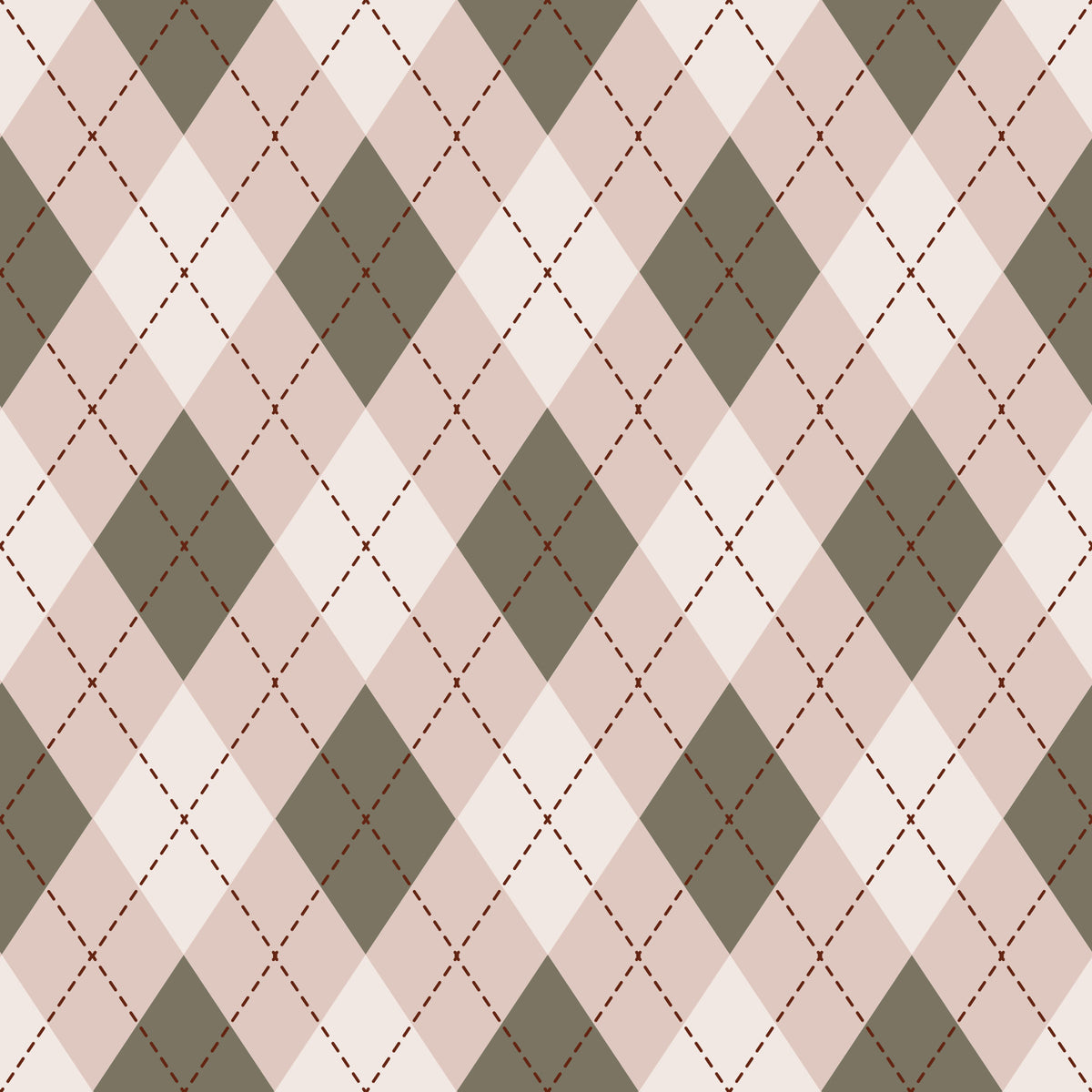 Classic Argyle Pattern Sage and Baby Pink Wallpaper⁠ in your room