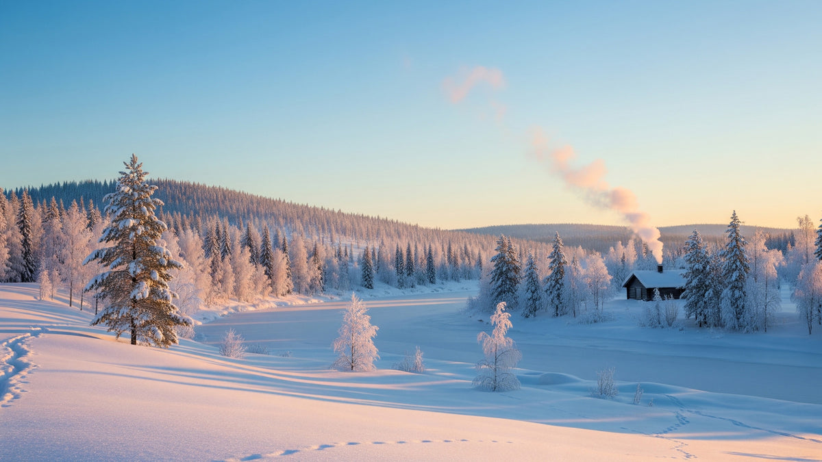 Winter's Light Cabin Wall Mural in your room