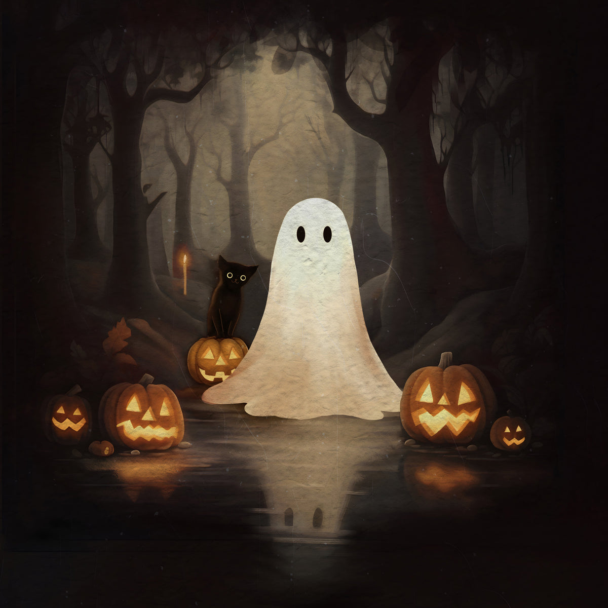 Ghost and Black Cat Wall Mural in your room