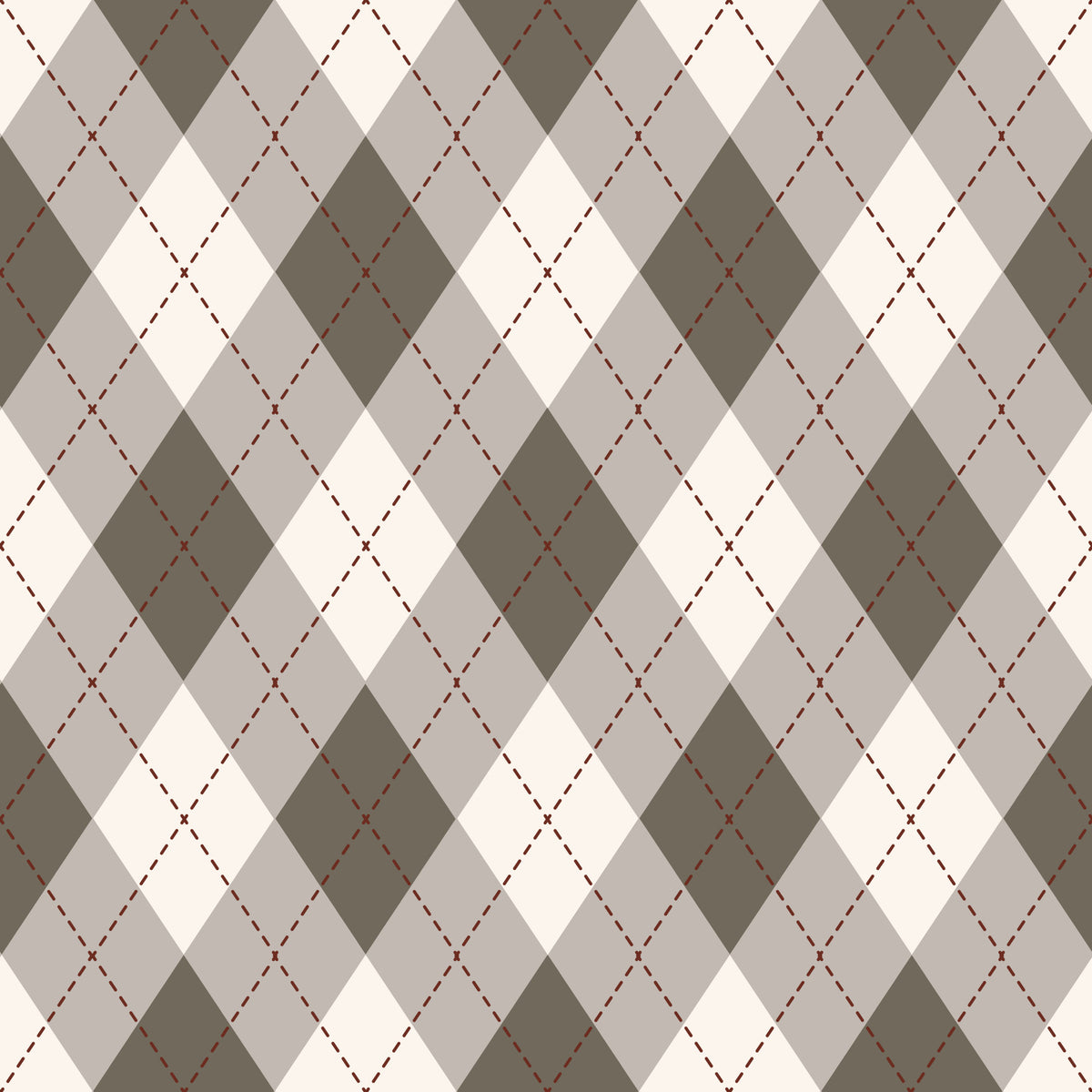 Classic Argyle Pattern Dark Sage and Beige Wallpaper⁠ in your room