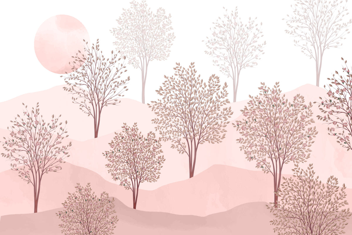 Serene Pink Orchard Wall Mural in your room — zoomed