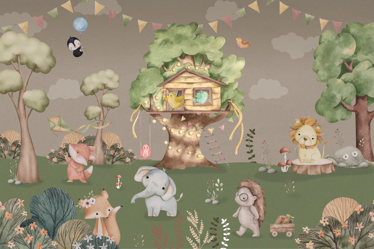 Playful Forest Glade Wall Mural in your room