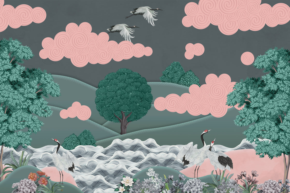 Crane's Dreamscape Wall Mural in your room — zoomed
