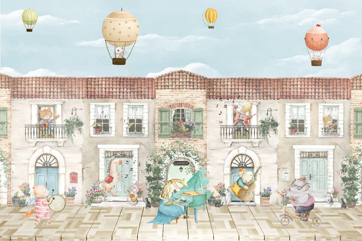Animal Bandstand Wall Mural in your room — zoomed