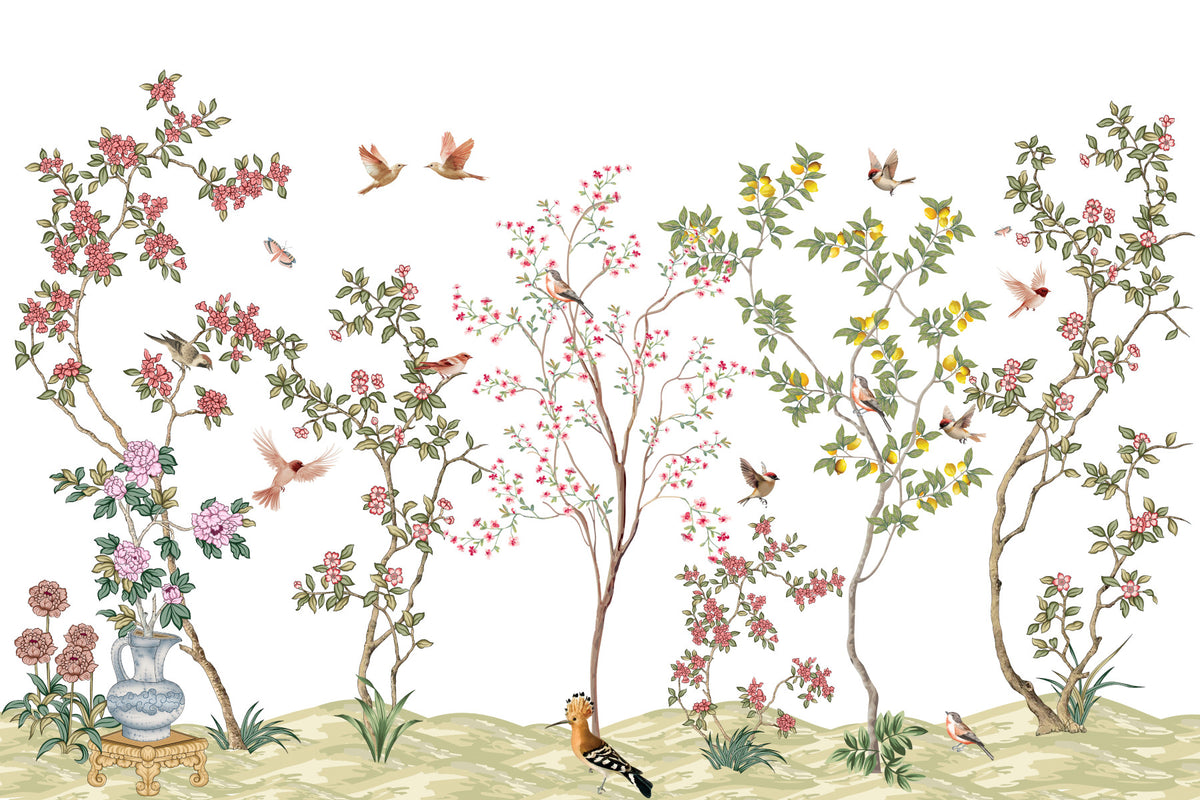 Floral Flight Wall Mural in your room — zoomed