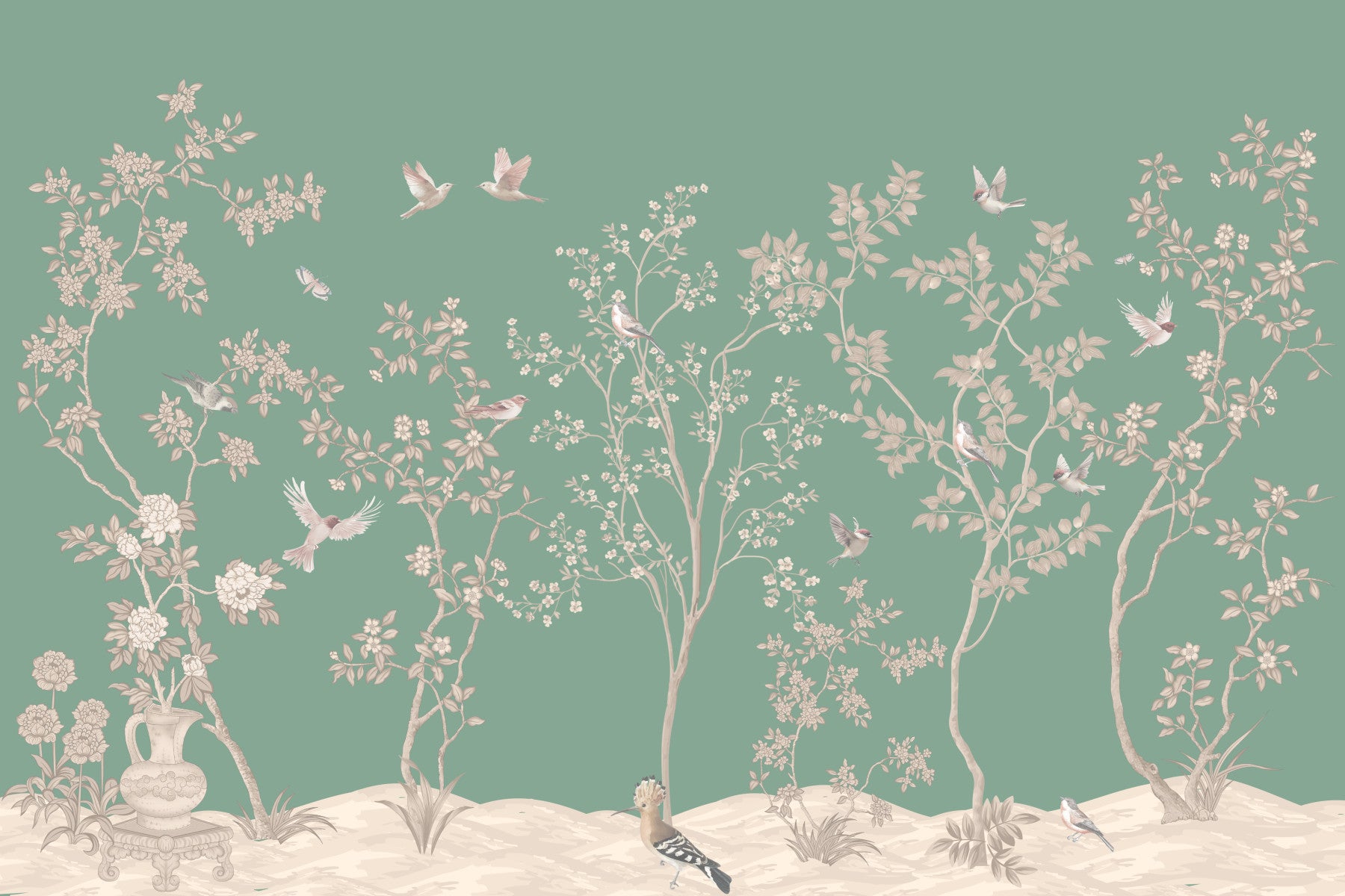 Avian Bloom Wall Mural in your room — zoomed