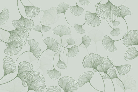 Verdant Ginkgo Lines Wall Mural