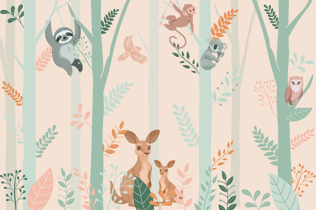Enchanted Forest Friends Wall Mural in your room — zoomed