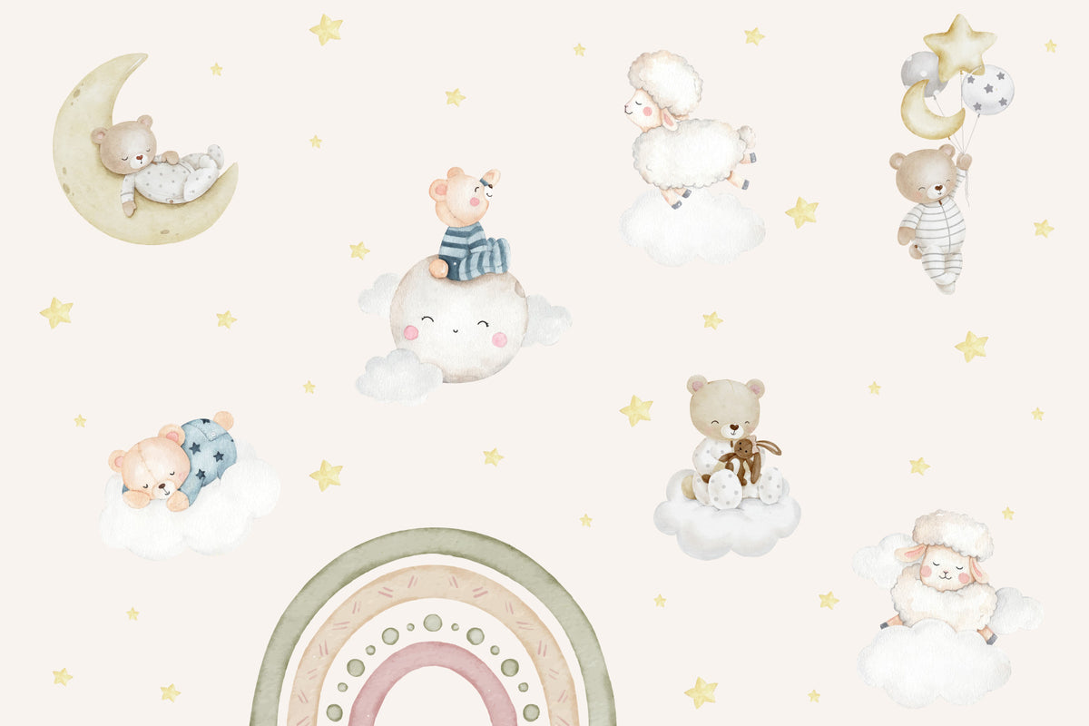 Sweet Dreams Rainbow Nursery Wall Mural in your room