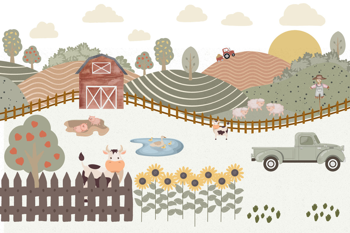Farm Life Fun Wall Mural in your room