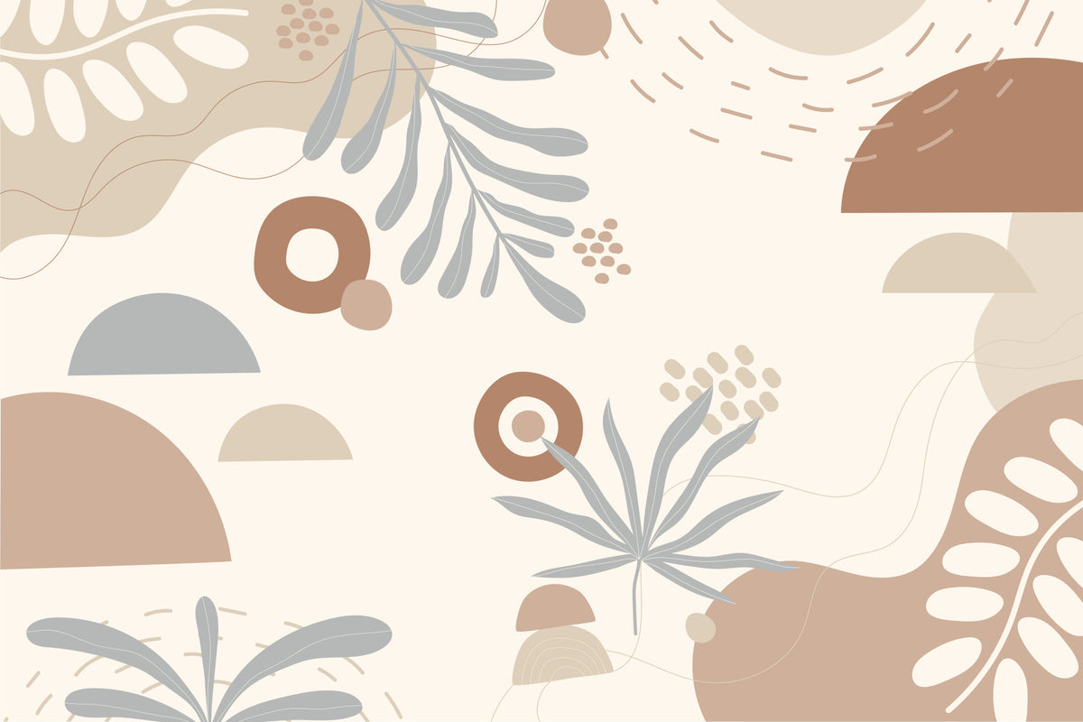 Neutral Leaf Abstract Wall Mural in your room — zoomed