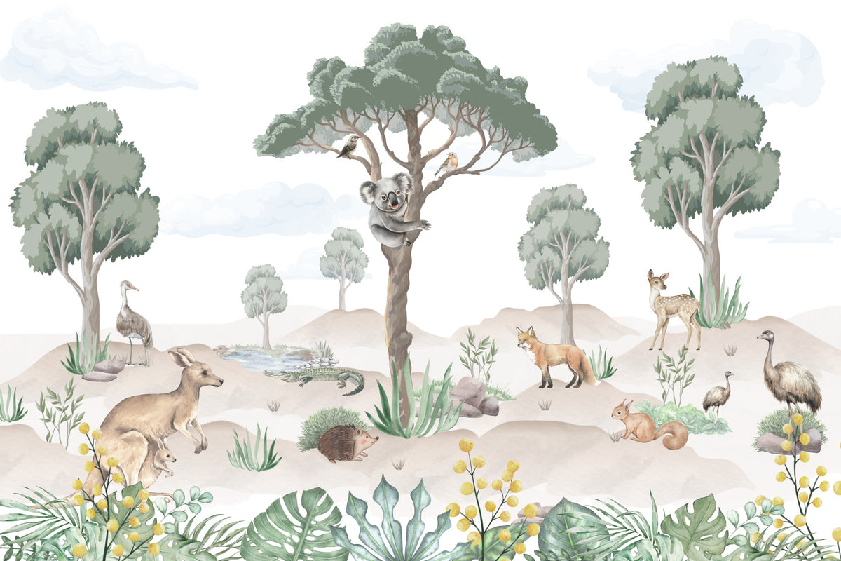Aussie Friends Forever Wall Mural in your room — zoomed