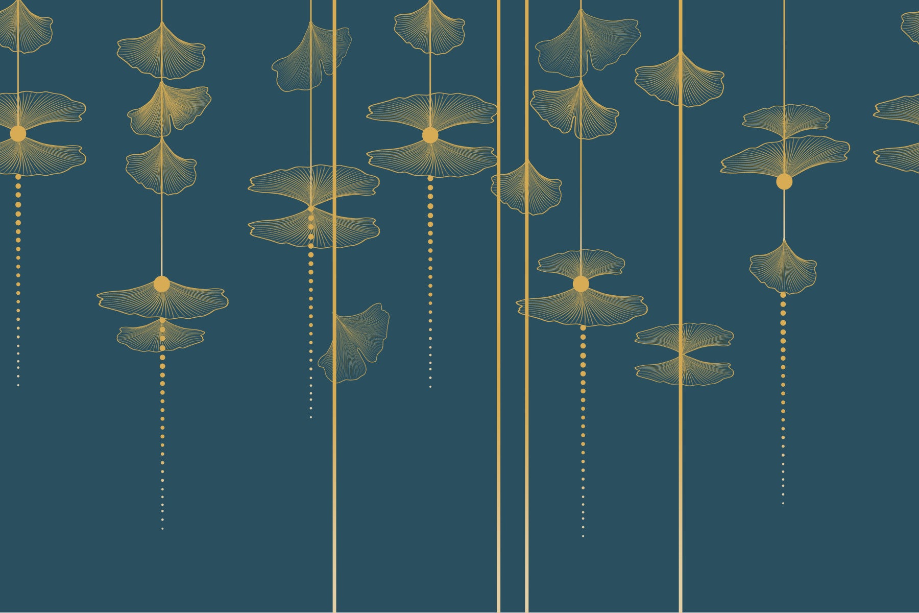 Linear Ginkgo Wall Mural in your room — zoomed
