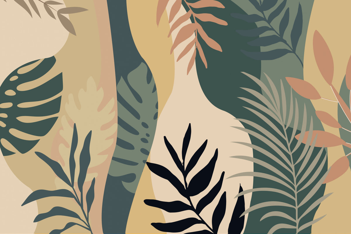 Botanical Beige Wall Mural in your room — zoomed