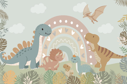 Dino Rainbow Wall Art Wall Mural