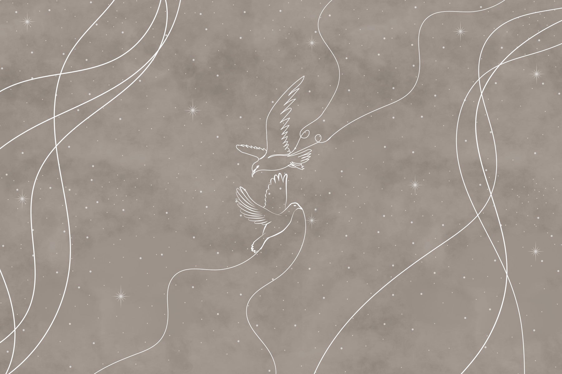 Celestial Doves Wall Mural in your room — zoomed
