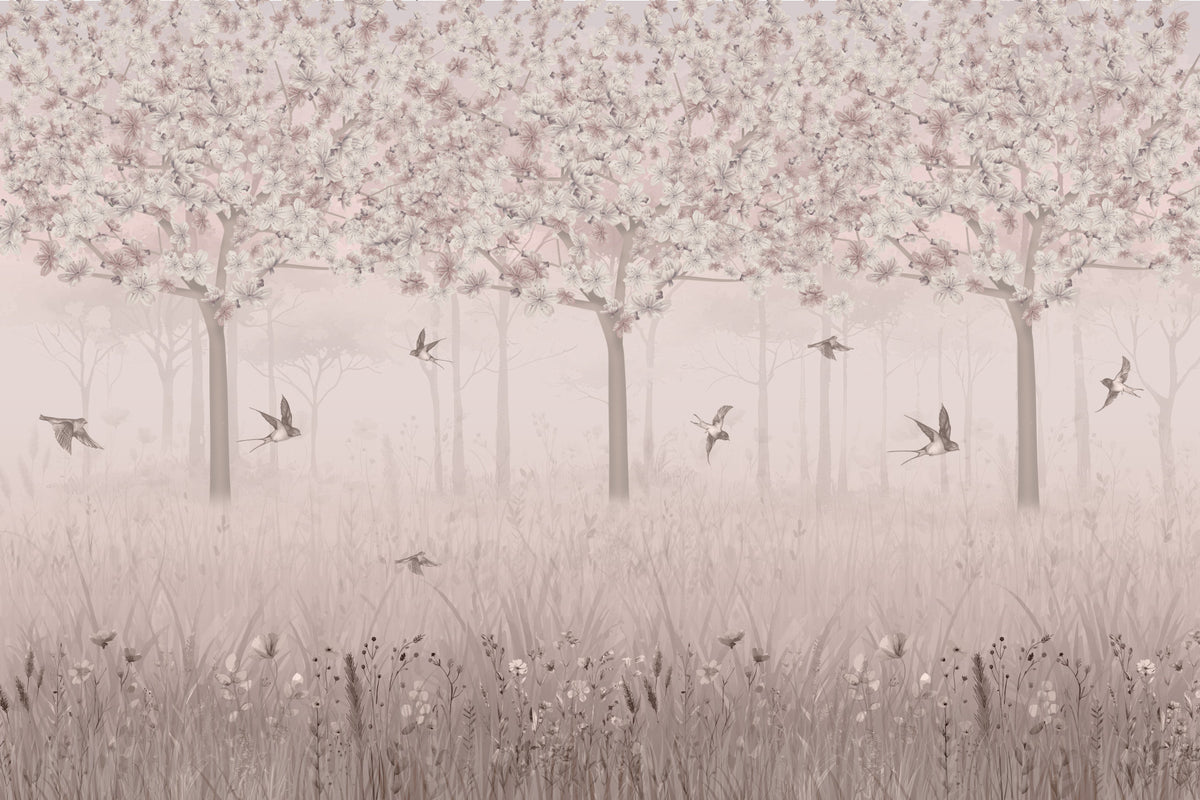 Tranquil Bloom Flight Wall Mural in your room