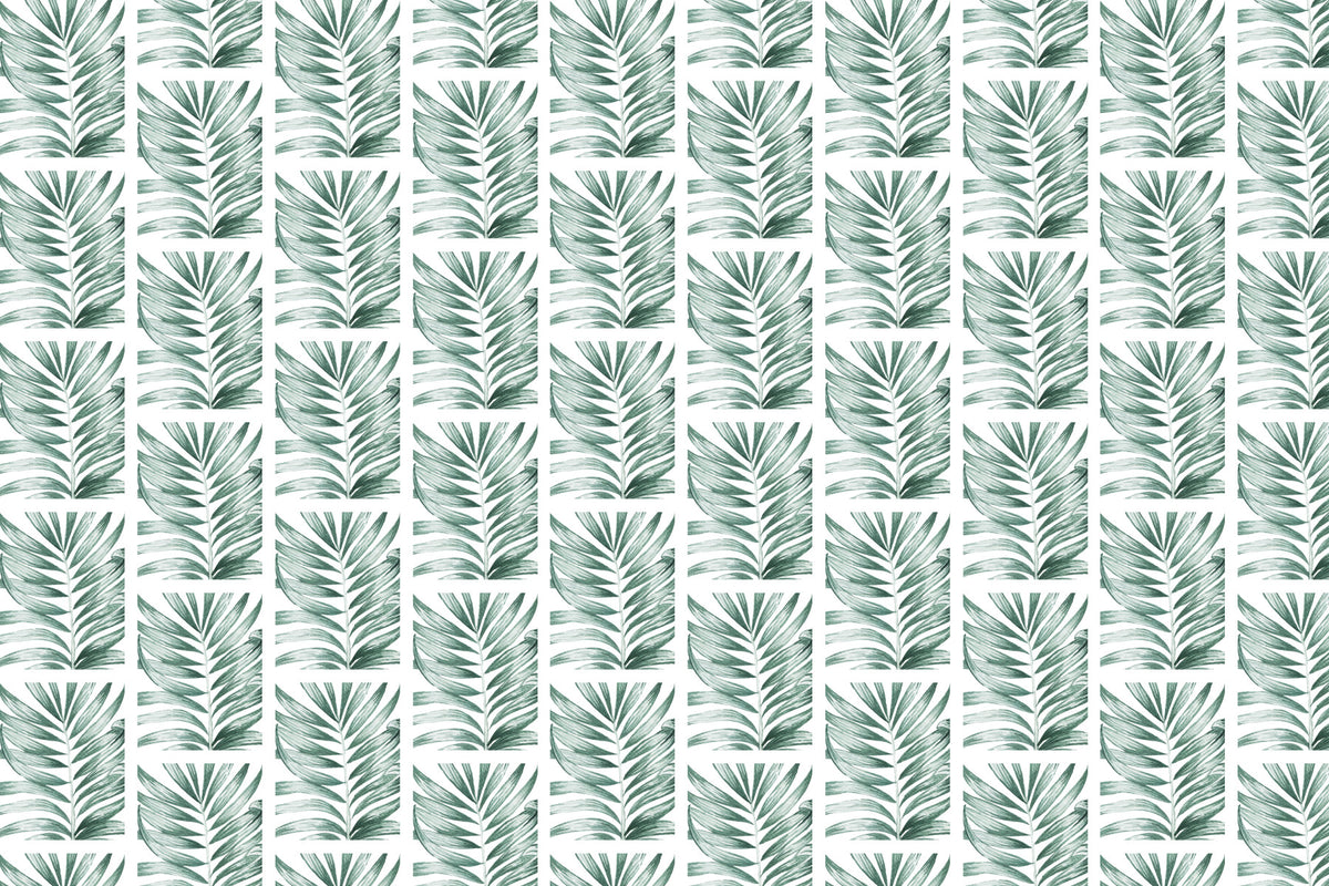 Leafy Grid Wall Mural in your room — zoomed