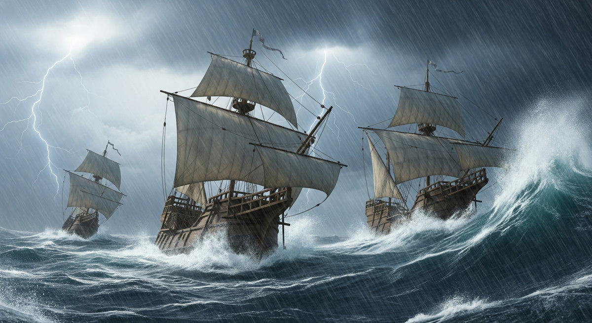 Stormy Seas Armada Wall Mural in your room — zoomed