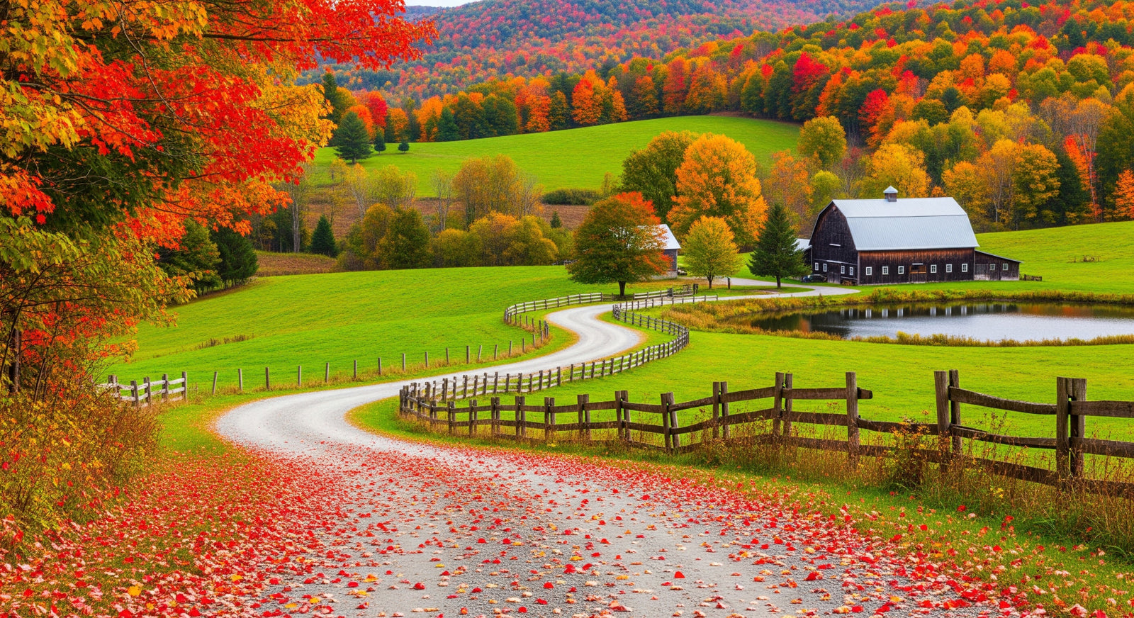 Autumn Road Serenity Wall Mural