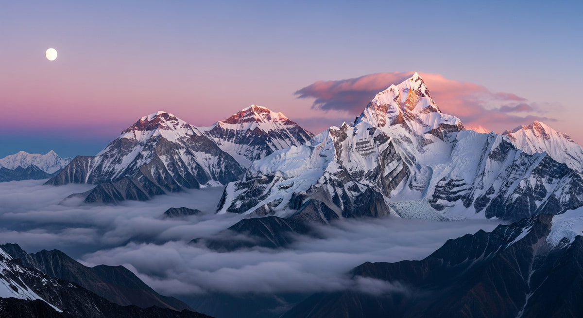 Mountain Peaks & Misty Valley Wall Mural in your room