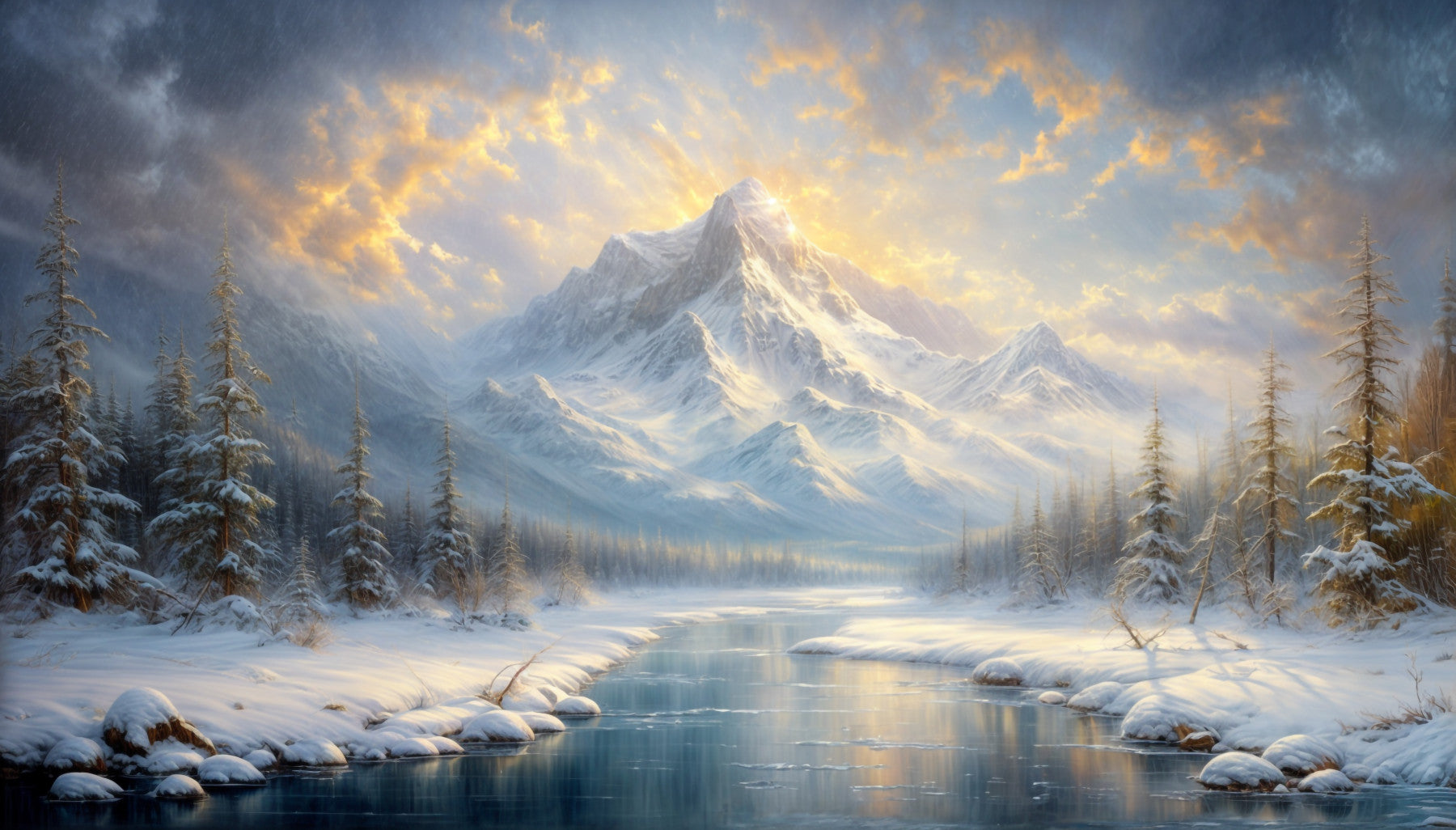 Golden Peak Serenity Wall Mural