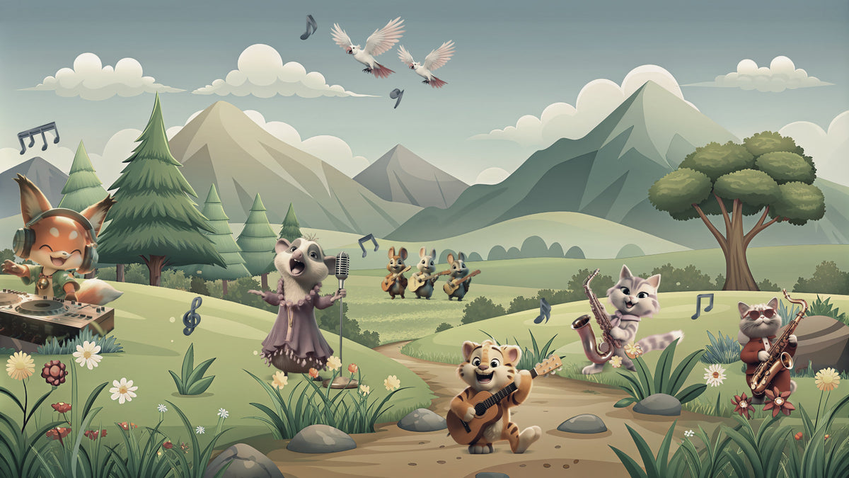 Meadow Melodies Animal Orchestra Wall Mural in your room