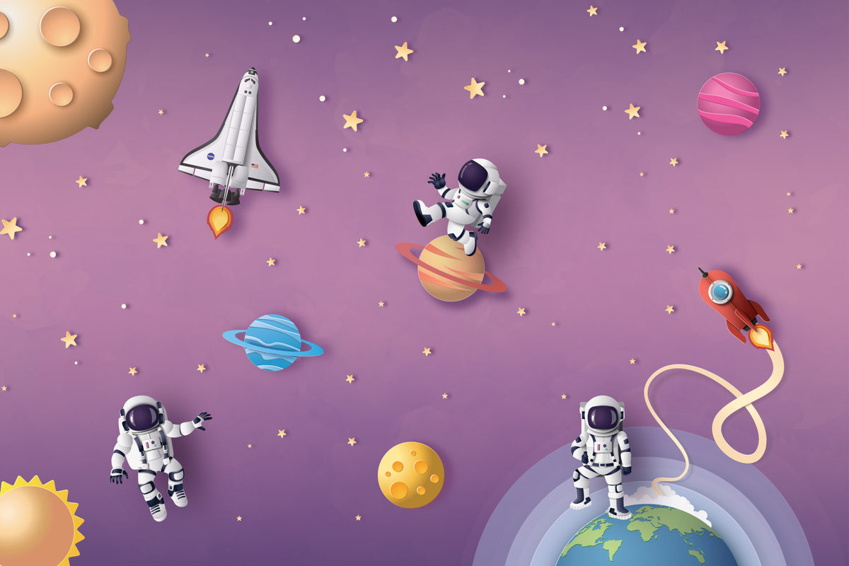 Cosmic Crew Wall Mural in your room — zoomed