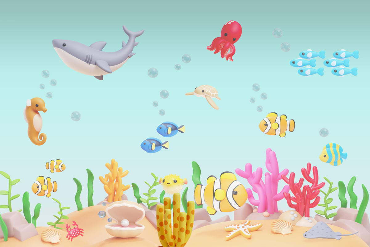 Underwater Friends Wall Mural in your room — zoomed