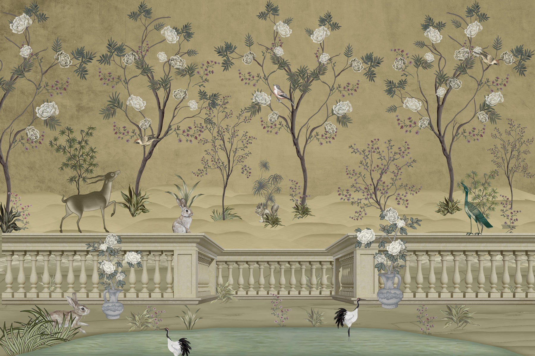 Serene Chinoiserie Wall Mural