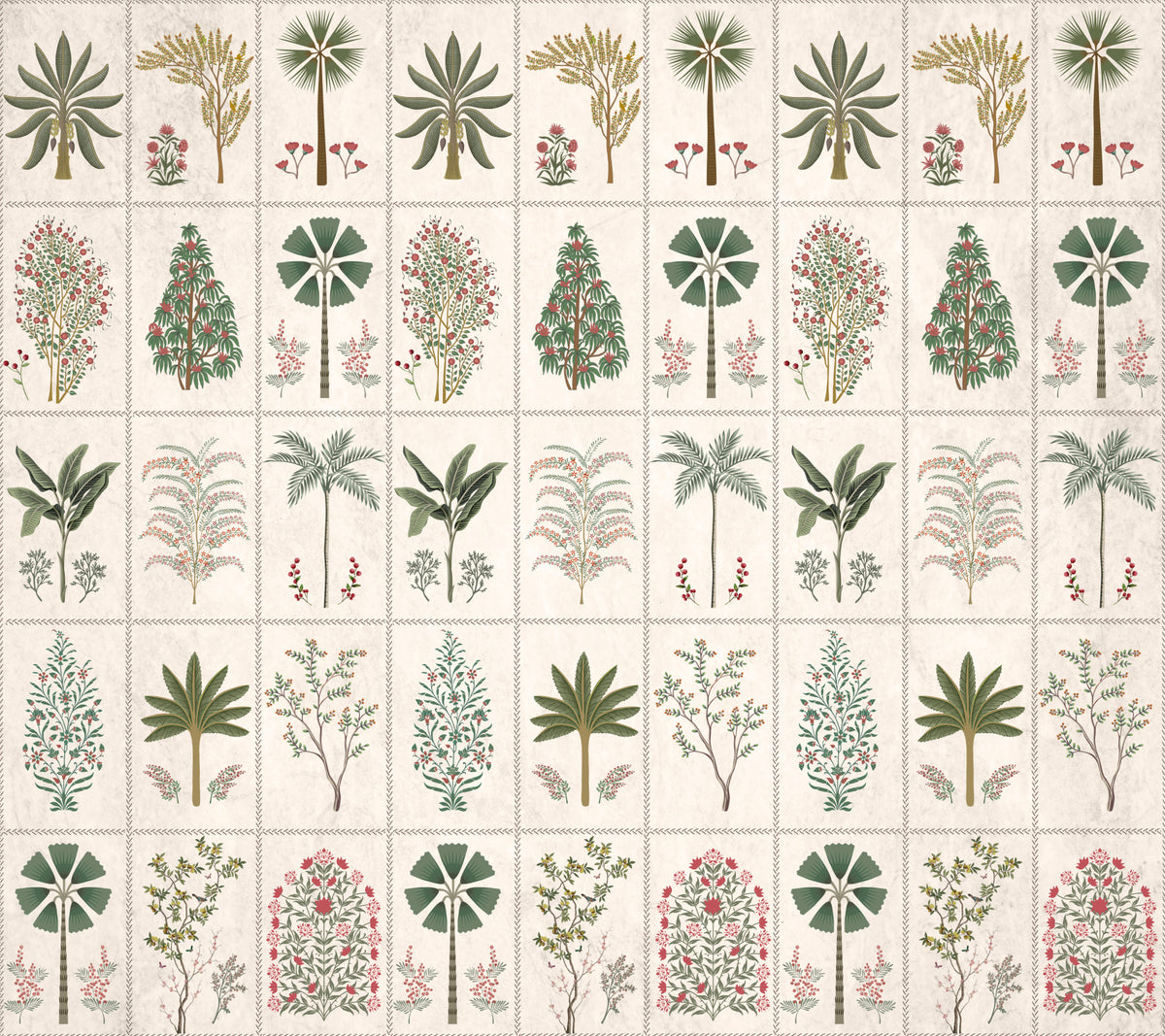 Botanical Block Print Wall Mural