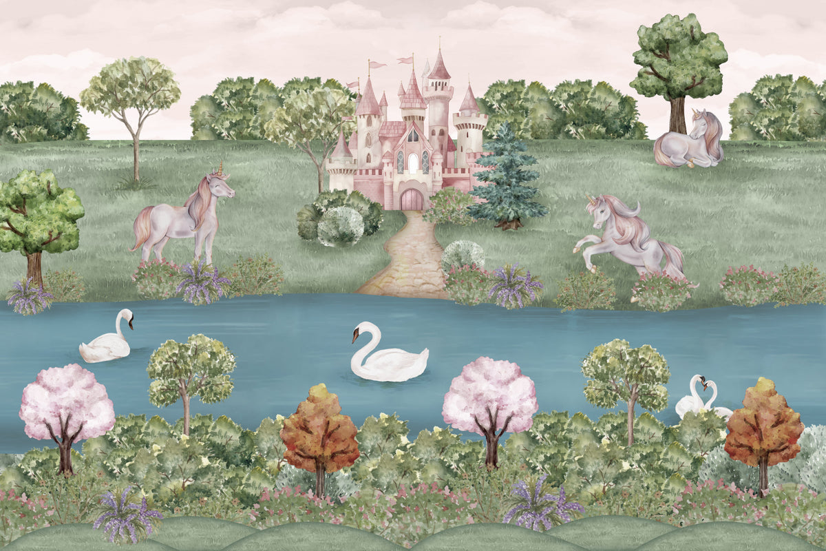 Unicorn Castle Dreamland Wall Mural in your room