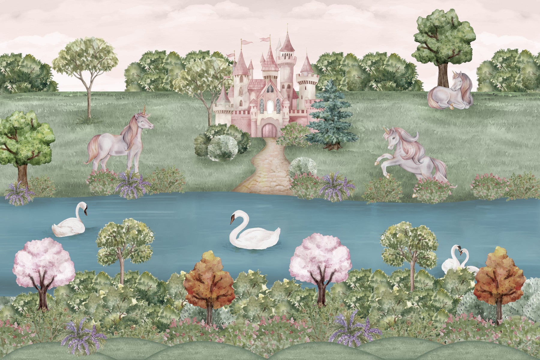 Unicorn Castle Dreamland Wall Mural