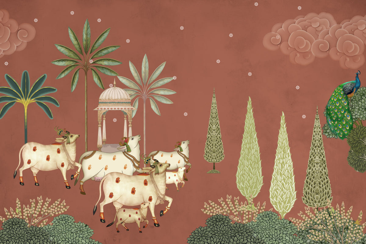 Pichwai Vanam Wall Mural in your room