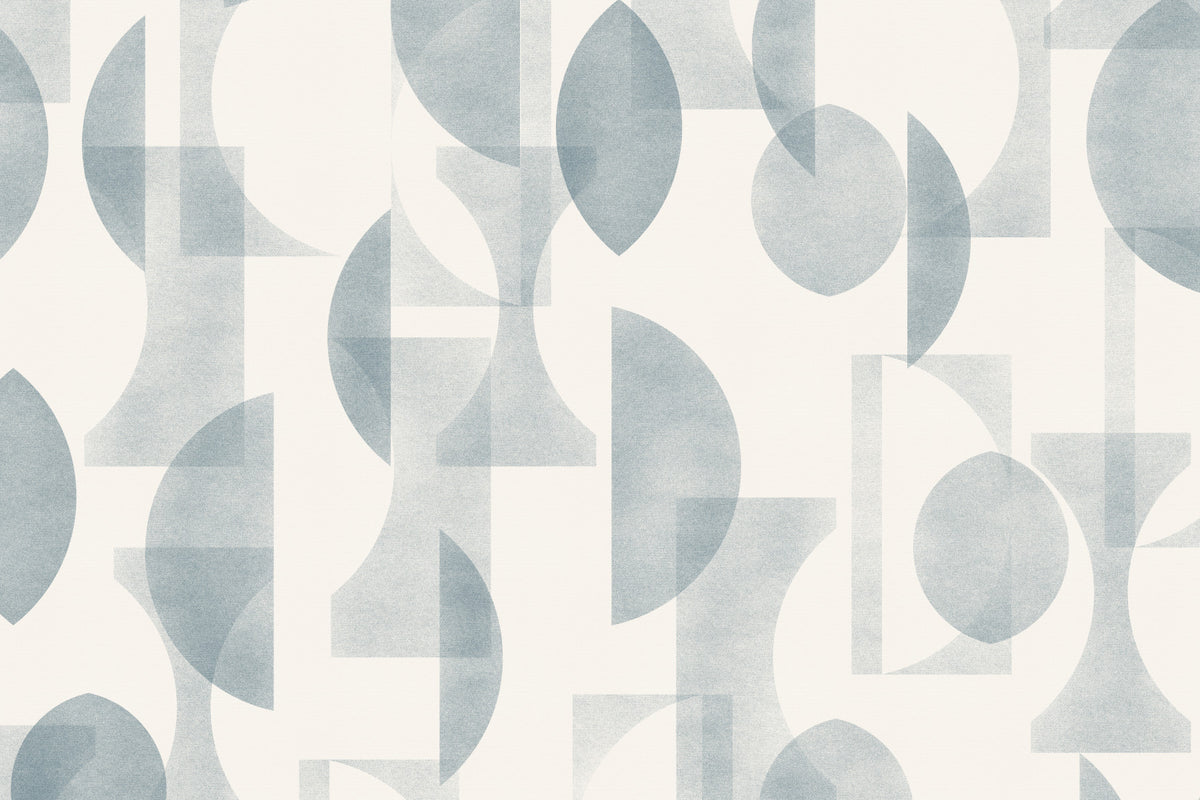 Geometrica Blue Wall Mural in your room — zoomed