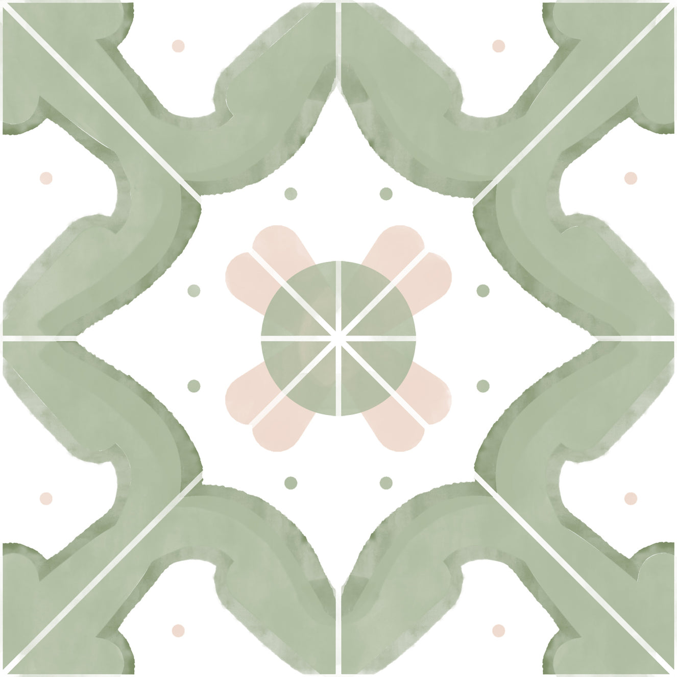 Classic Sage Kitchen Tiles Wallpaper⁠