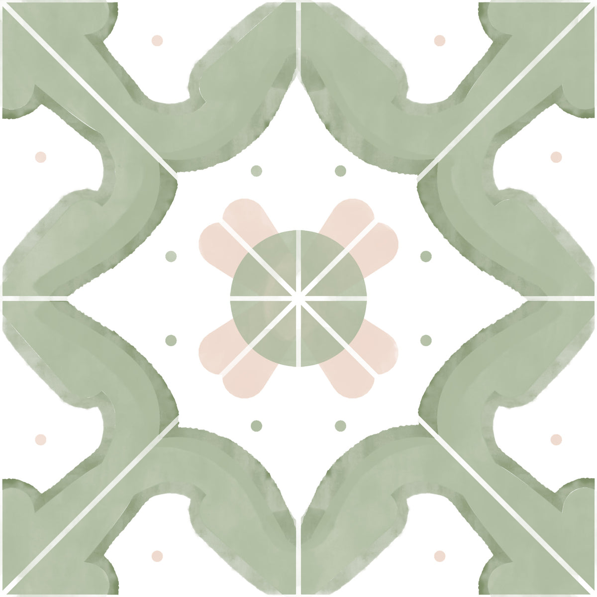 Classic Sage Kitchen Tiles Wallpaper⁠