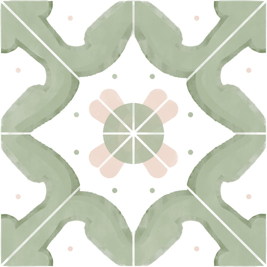 Classic Sage Kitchen Tiles Wallpaper⁠