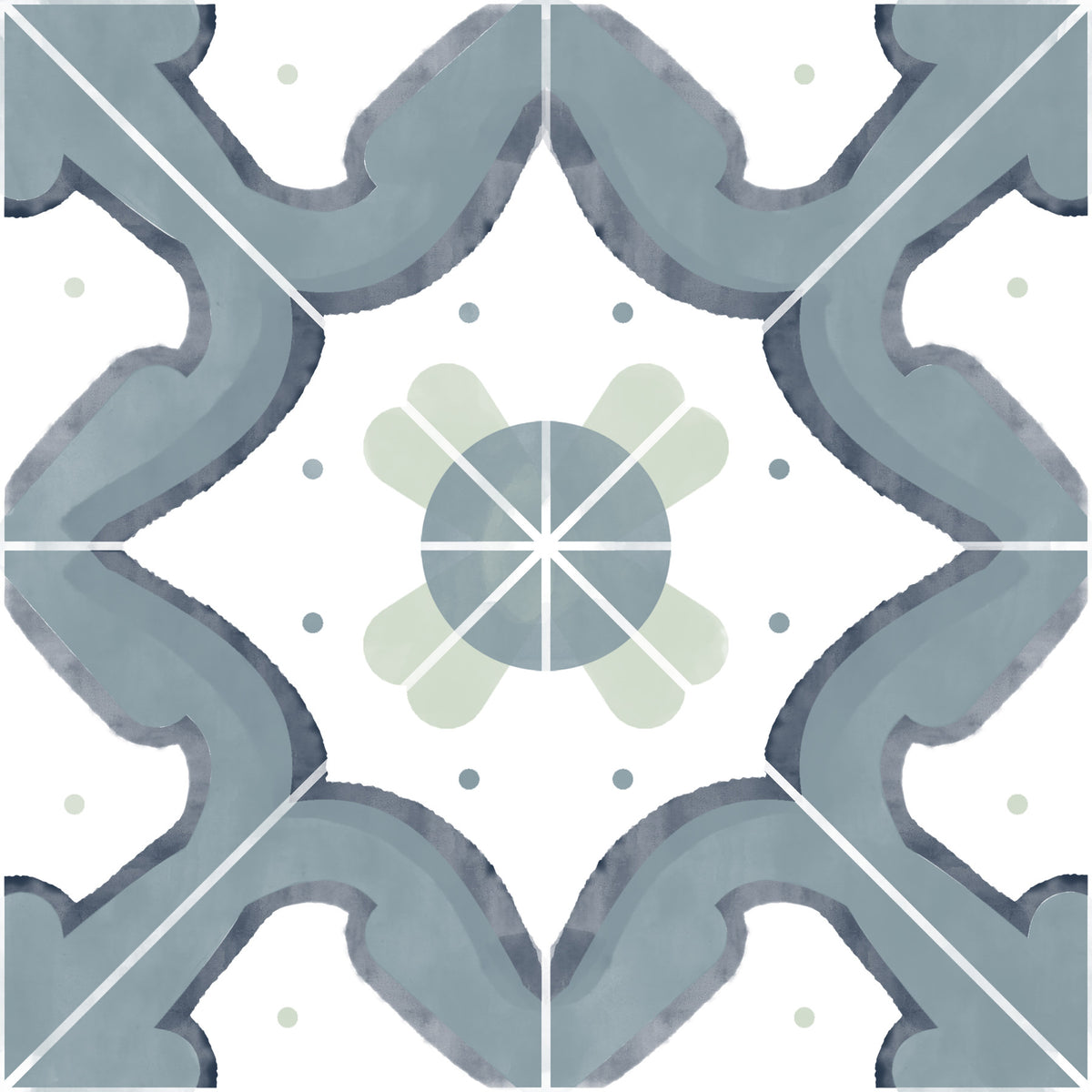 Classic Blue Kitchen Tiles Wallpaper⁠ in your room — zoomed