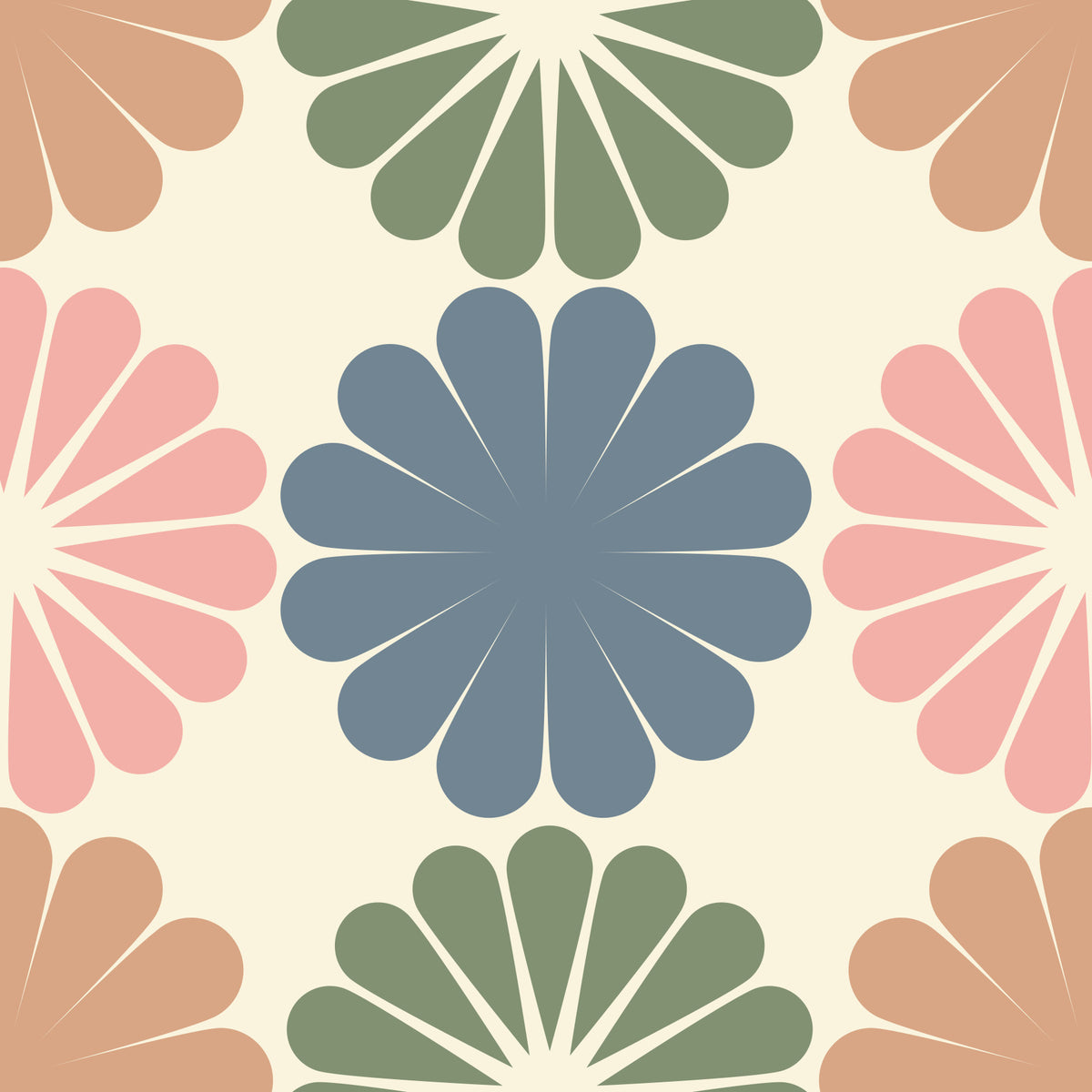 Pastel Geometric Flowers Wallpaper⁠ in your room